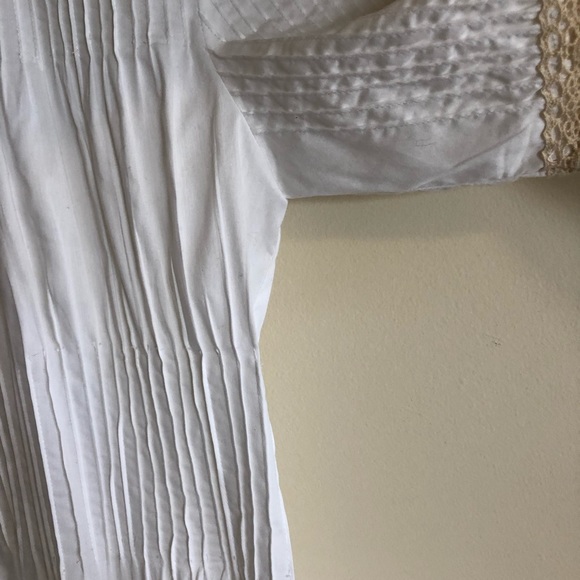 Evelyn White Pleated Bell Sleeve Button Down Shirt - Picture 8 of 8